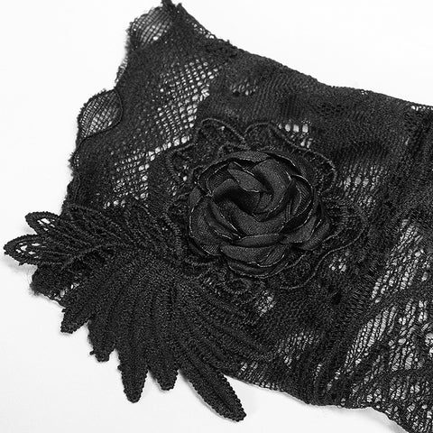 Gothic Black Lace Tulle Glove - One Pair