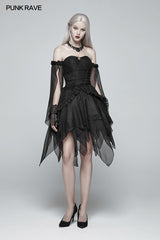 Gothic Black Lace Tulle Glove - One Pair