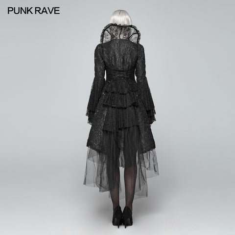 Gothic Translucent Standing Collar Lace Dress Coat