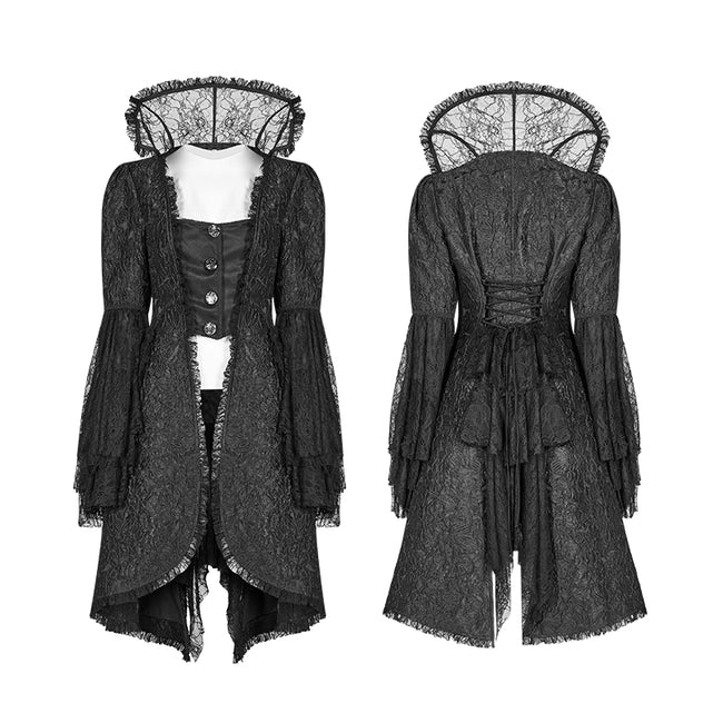 Gothic Translucent Standing Collar Lace Dress Coat