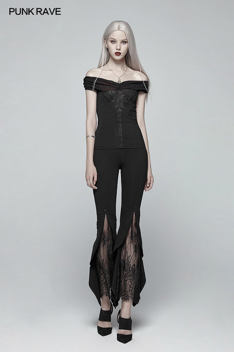 Gothic Off-shoulder Short T-shirt