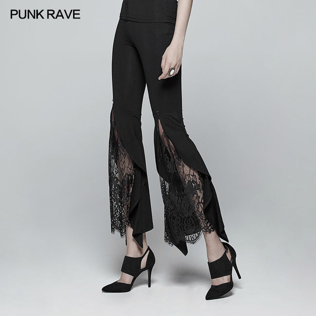 Gothic Flared Lace Leggings For Women With Cross Decoration