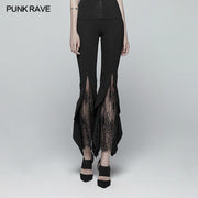 Gothic Flared Lace Leggings For Women With Cross Decoration