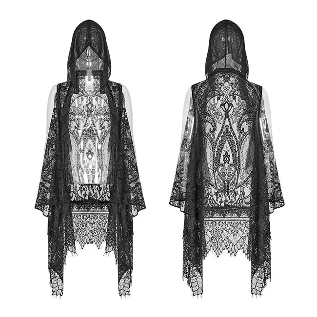 Gothic Daily Lightweight Translucent Lace Long Vest