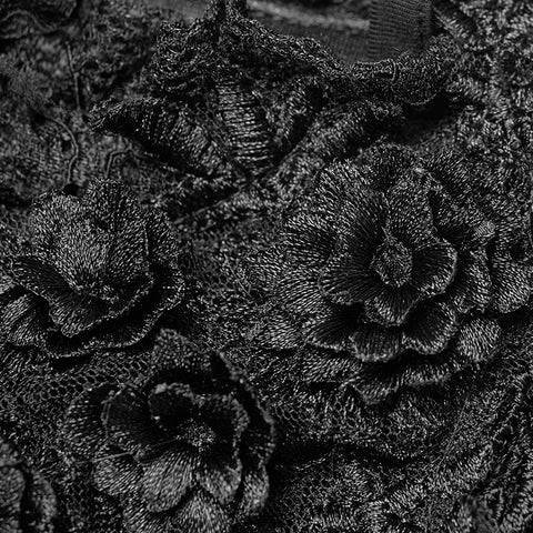 Gothic Off Shoulder Halter Neck Horn Sleeves Lace Mini Shirt