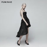 Gothic Strapless High Low Dress With Detachable Shoulder Strap