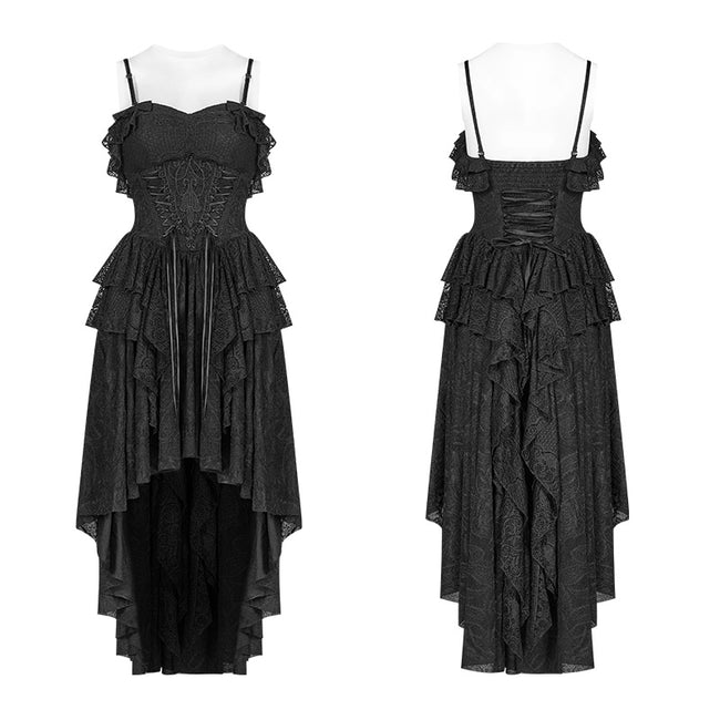 Gothic Strapless High Low Dress With Detachable Shoulder Strap