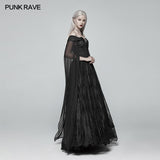 Retro And Elegant Dark Gothic Off Shoulder Victoria Long Lace Dress