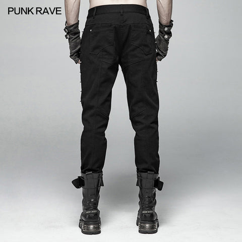 Punk Men Heavy Metal Trousers With Metal Tip Rivet