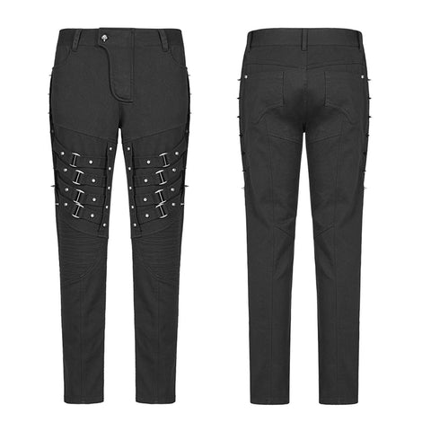 Punk Men Heavy Metal Trousers With Metal Tip Rivet