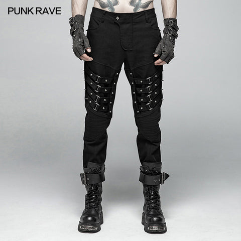 Punk Men Heavy Metal Trousers With Metal Tip Rivet