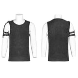 PUNK Simple Vest For Men With Detachable Right Shoulder Tab