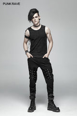 PUNK Simple Vest For Men With Detachable Right Shoulder Tab