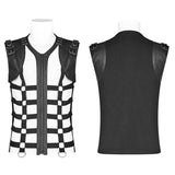 Men Punk Personality Skeleton PU Vest