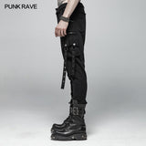 Punk Dark Knit Trousers Carrot  Pants With Three-dimensional Pockets Decoration