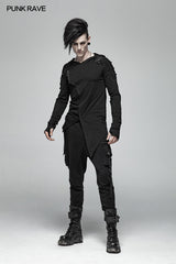 Dark Punk Hooded Thin Asymmetry Sweatshirt For Men