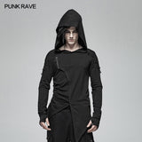 Dark Punk Hooded Thin Asymmetry Sweatshirt For Men