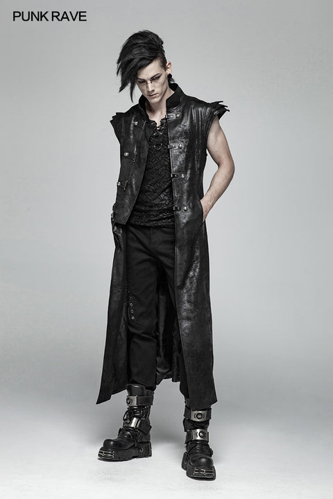 Men Punk Water-washed Elastic Trousers