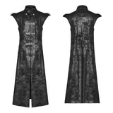 Punk Armor Long Vest Coat With  PU Leather Buckle