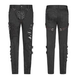Men Punk Vintage Trousers With Detachable Personality Cover
