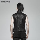 Men Punk Standing Collar Sleeveless Vest