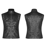 Men Punk Standing Collar Sleeveless Vest