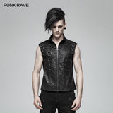 Men Punk Standing Collar Sleeveless Vest