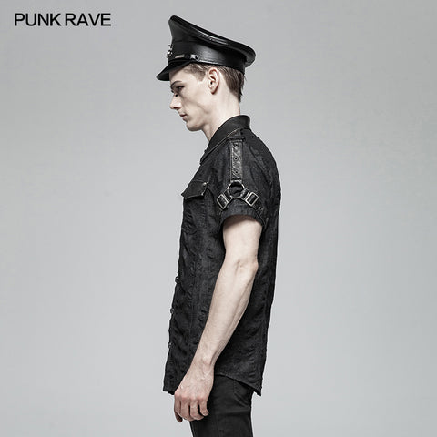 Men Punk Simple Short Sleeve Shirt