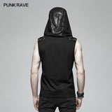 Dark Punk Men Sleeveless T-shirt Hooded Vest