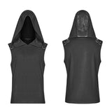 Dark Punk Men Sleeveless T-shirt Hooded Vest