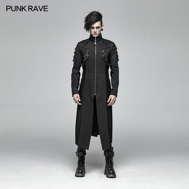 Men Dark Punk Armor Jacket Long Handsome Coat