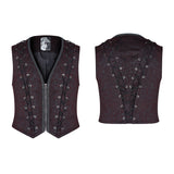 Goth Black And Red V-neck Zipper Vest With Cross Decoration