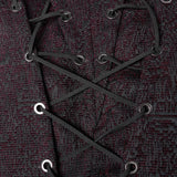 Goth Black And Red V-neck Zipper Vest With Cross Decoration