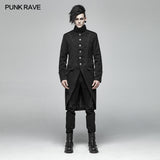 Men Gothic Standing Collar Mid-length Coat