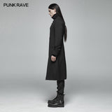 Simple Men Gothic Mid-length Jacket Standing Collar Coat