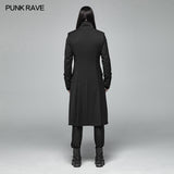 Simple Men Gothic Mid-length Jacket Standing Collar Coat