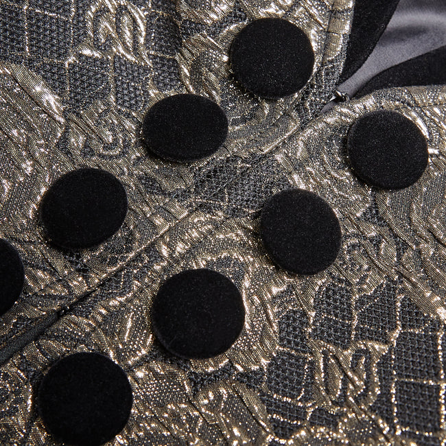 Gothic Medium Length Jacquard Jacket Lace-up Back Tailcoat