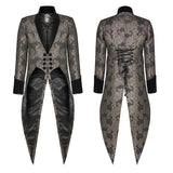 Gothic Medium Length Jacquard Jacket Lace-up Back Tailcoat