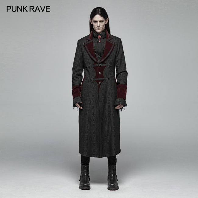 Men Goth Vampire Master Mid-length Jacket V-neck Long Sleeve Coat