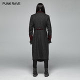 Men Goth Vampire Master Mid-length Jacket V-neck Long Sleeve Coat
