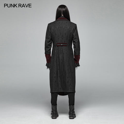 Men Goth Vampire Master Mid-length Jacket V-neck Long Sleeve Coat