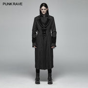 Men Goth Vampire Master Mid-length Jacket V-neck Long Sleeve Coat