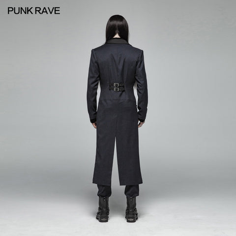 Gentleman Punk Mid-length Coat V-neck Long Sleeve Tailcoat