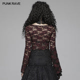 Sexy Perspective Lace Gothic T-shirt For Women