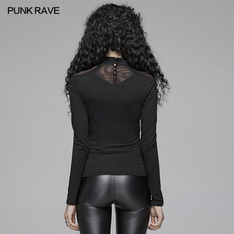 Gothic Hollow-out Long Sleeve T-shirt For Women