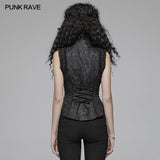 Sexy Deep V Collar Vest Lolita Women Lace High Standing Collar Waistcoat