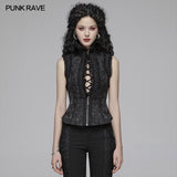 Sexy Deep V Collar Vest Lolita Women Lace High Standing Collar Waistcoat