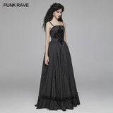 Gothic Women Tube Jacquard Long Skirt Lace-up Ball Gown Dress