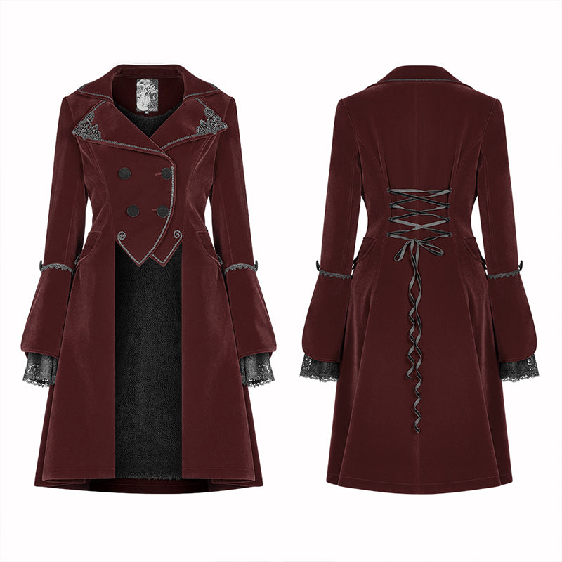 Women Gothic Lolita Long Sleeve Medium Long Velvet Coat– Punkravestore
