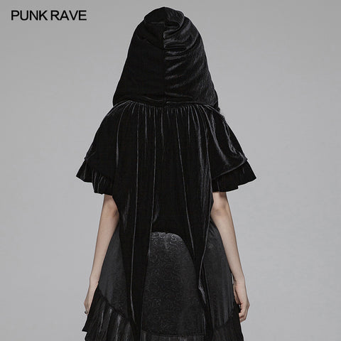 Lolita Velvet Short Hooded Loose Cloak With Cute Wooly Balls